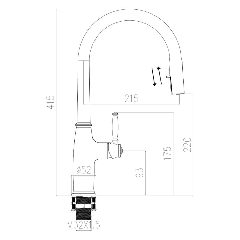 Brushed Golld Single Handle Pull Down Kitchen Faucet