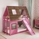 preview thumbnail 2 of 22, Twin Size Bunk Bed with Window Roof Shape Design, House Bed with Ladder and Climbing Ramp