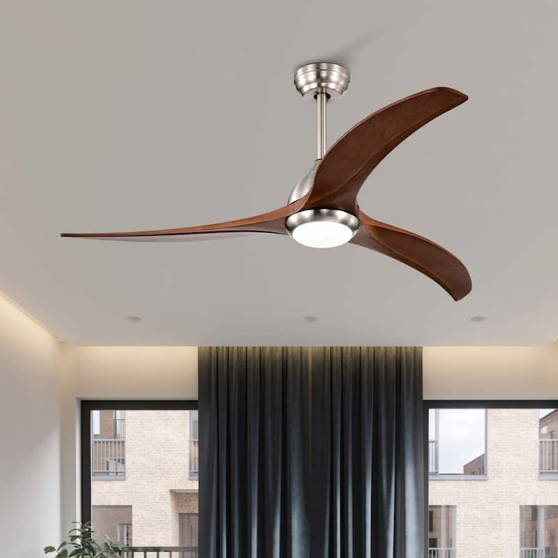 Oaks Aura 52-inch Modern Industrial Ceiling Fan With Light, 6-Speed Reversible Farmhouse Wood Ceiling Fan Light With Remote