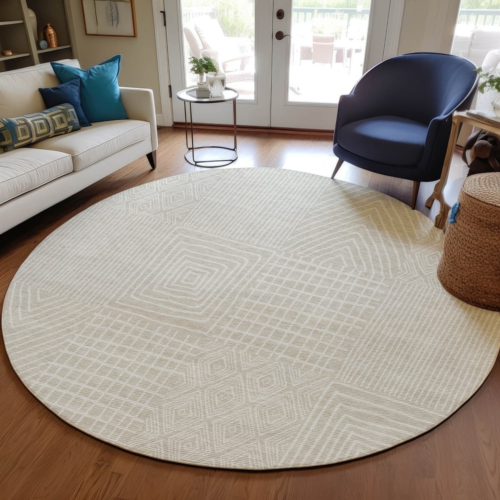 Machine Washable Indoor/ Outdoor Geo Patchwork Chantille Rug