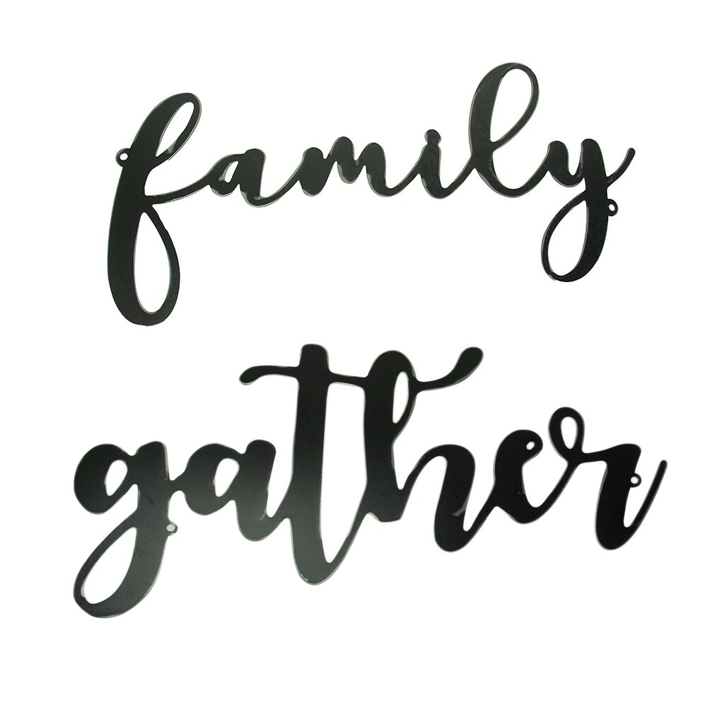 Shop Black Metal Family And Gather Wall Hanging Calligraphy Word