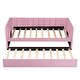 preview thumbnail 4 of 9, Contemporary Design Upholstered Daybed with Ergonomic Backrest and Trundle, Space-saving, Twin Size, Pink