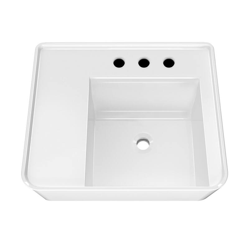 Whitehaus B-RA55-3H 21-5/8" Rectangular Vitreous China Wall Mounted
