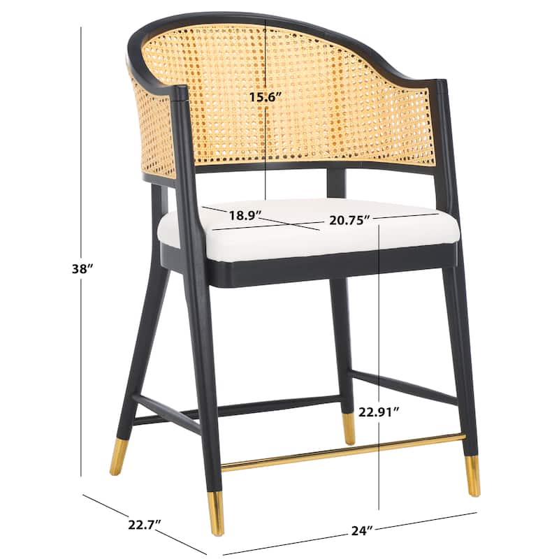 SAFAVIEH Couture Rogue Rattan 23-inch Counter Stool - 24Wx23Dx38H - Black/Natural