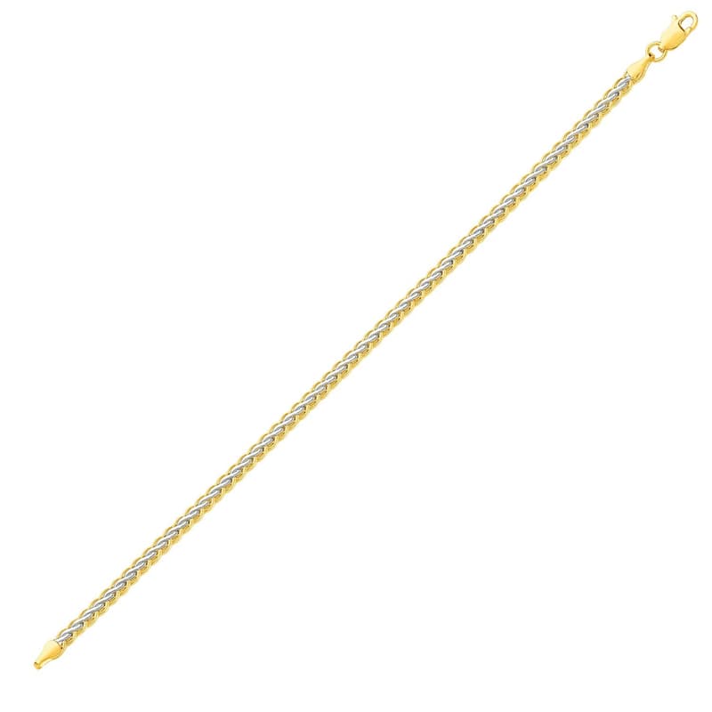 MayaMila Two-Toned Fine Wheat Chain Bracelet in 10k Yellow and White Gold