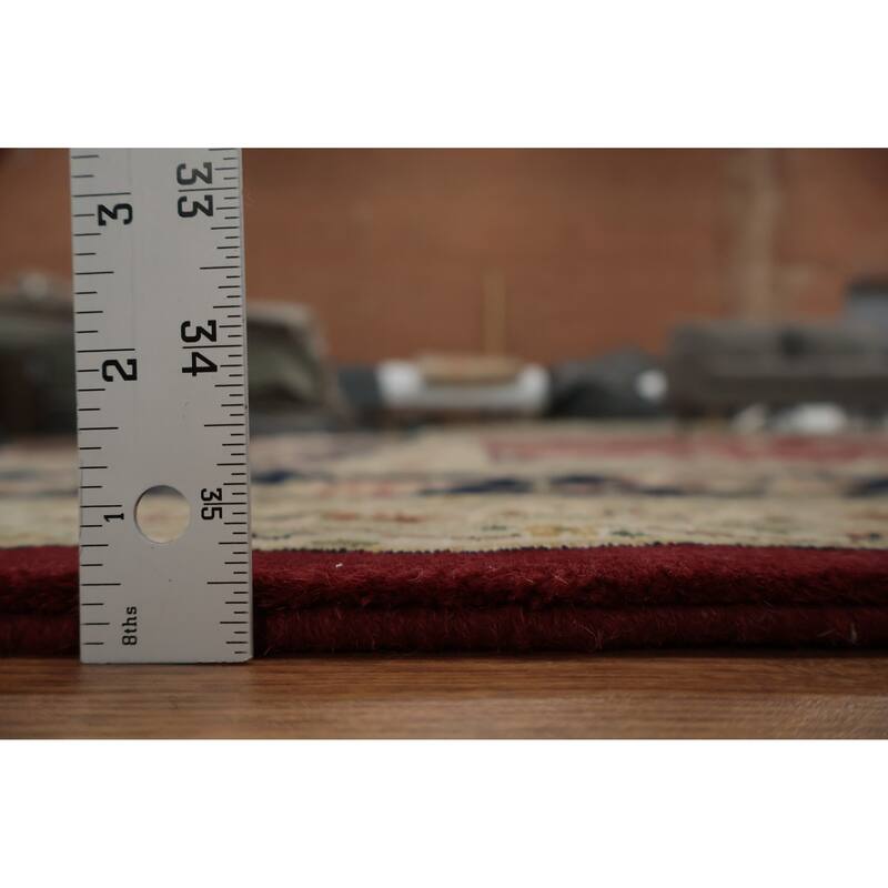 Hand Knotted Oriental 100% Wool Carpet Traditional Floral Red Aubusson Area Rug - 14' 0'' X 9' 10''