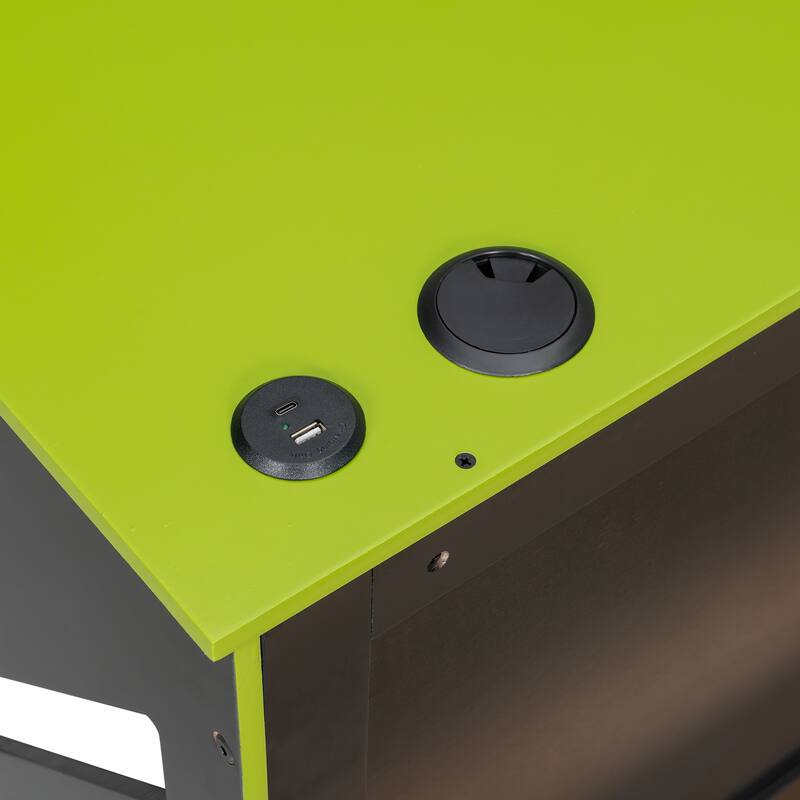 Full Size Wood Daybed with Twin Trundle, Desk, and USB Port