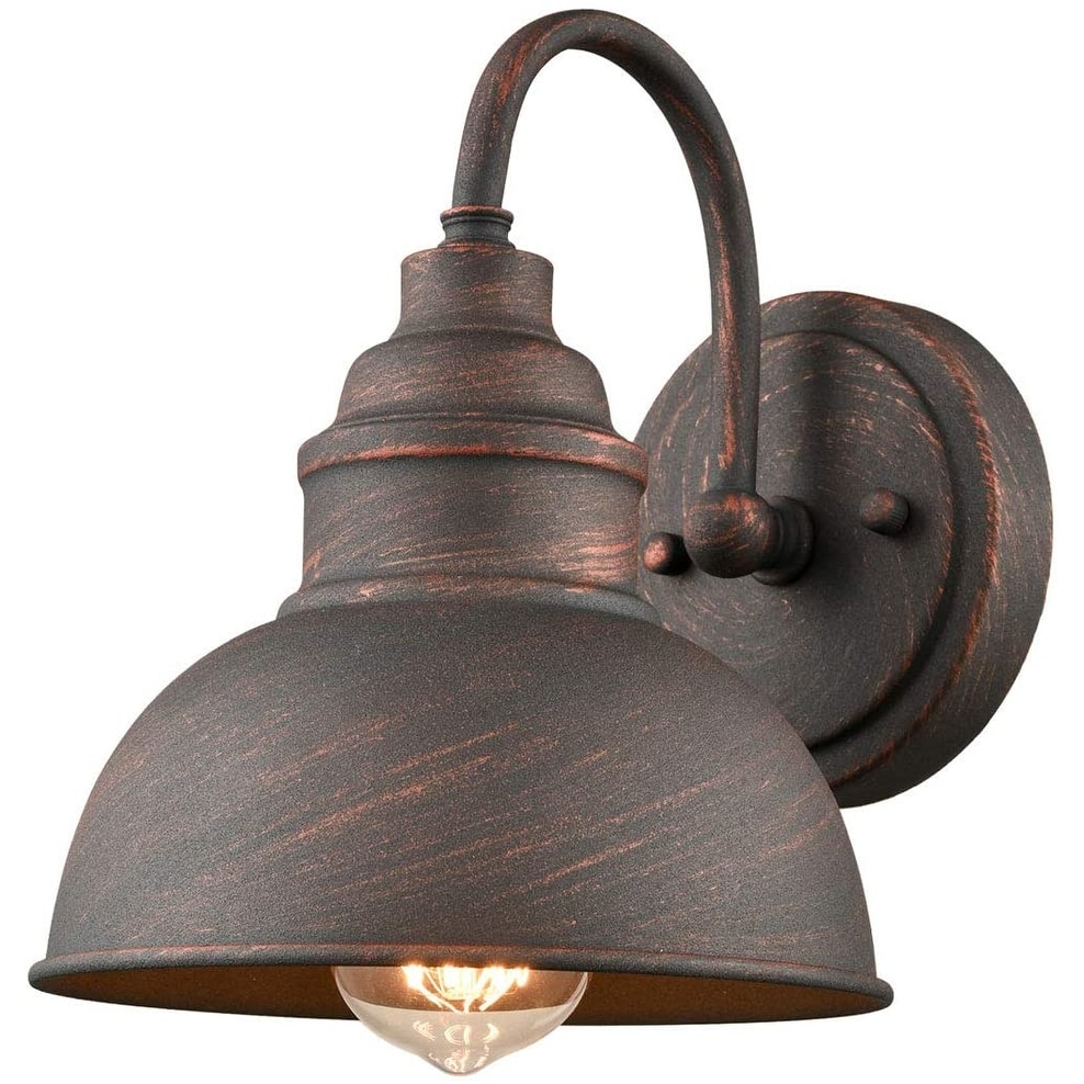 Lugo Rustic Gooseneck Wall Sconce 1-Light Waterproof Outdoor/Indoor Barn Bedside Wall Light Antique Copper Finish