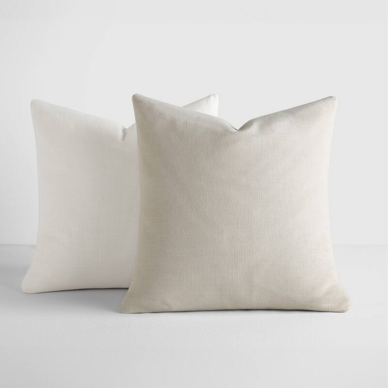 2-Pack Cotton Slub Decor Throw Pillows in Solids - Tan