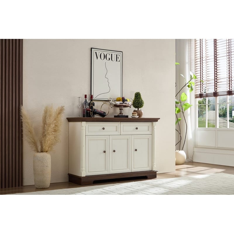 Farmhouse 47.24" Sideboard Buffet, Kitchen Storage Cabinet with 2 Drawers for Organized Home Living Solutions