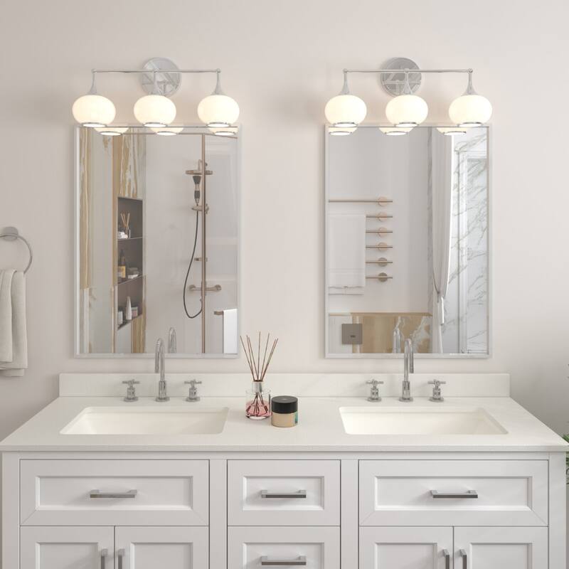 Acroma Aged Brass/Polished Chrome Finish Modern Globe Vanity Light