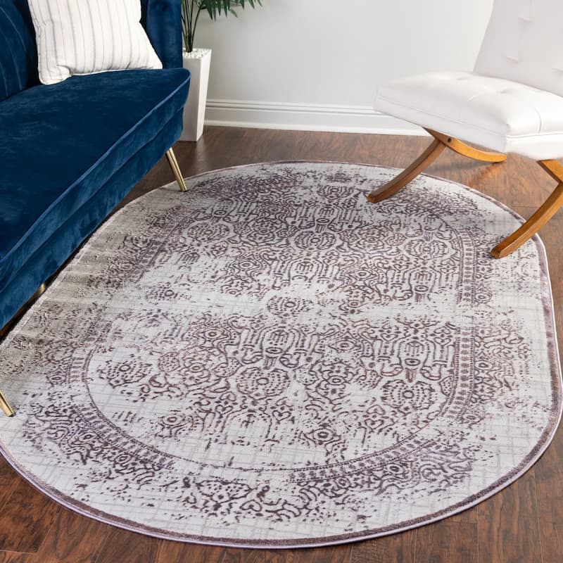 Country & Floral Cadence Collection Area Rug - 4'x6' Oval - Violet