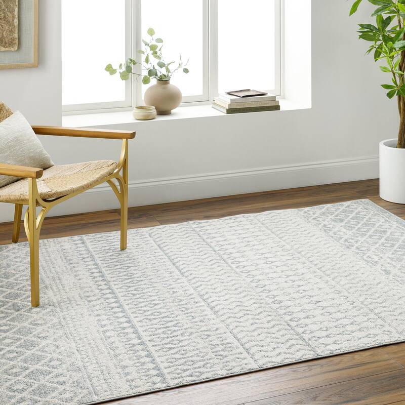Livabliss Edie Bohemian Geometric Area Rug - 2' 7" x 7' 7" - Cream/Blue/Light Beige - Runner