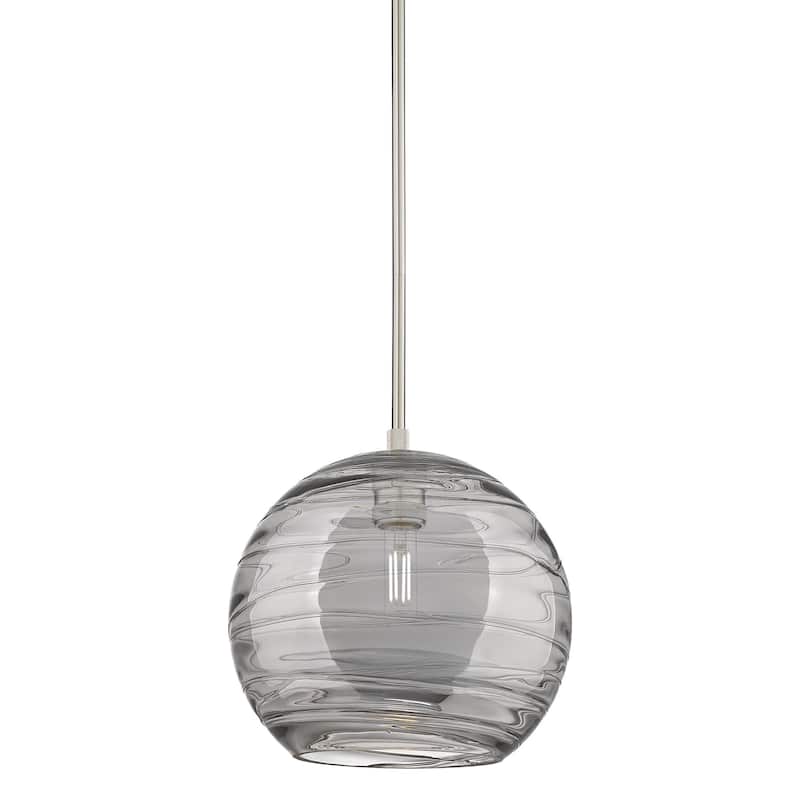 Innovations Lighting 434-1S-10-10 Crown Point Pendant Crown Point 10" - Satin Nickel / Light Smoke Deco Swirl