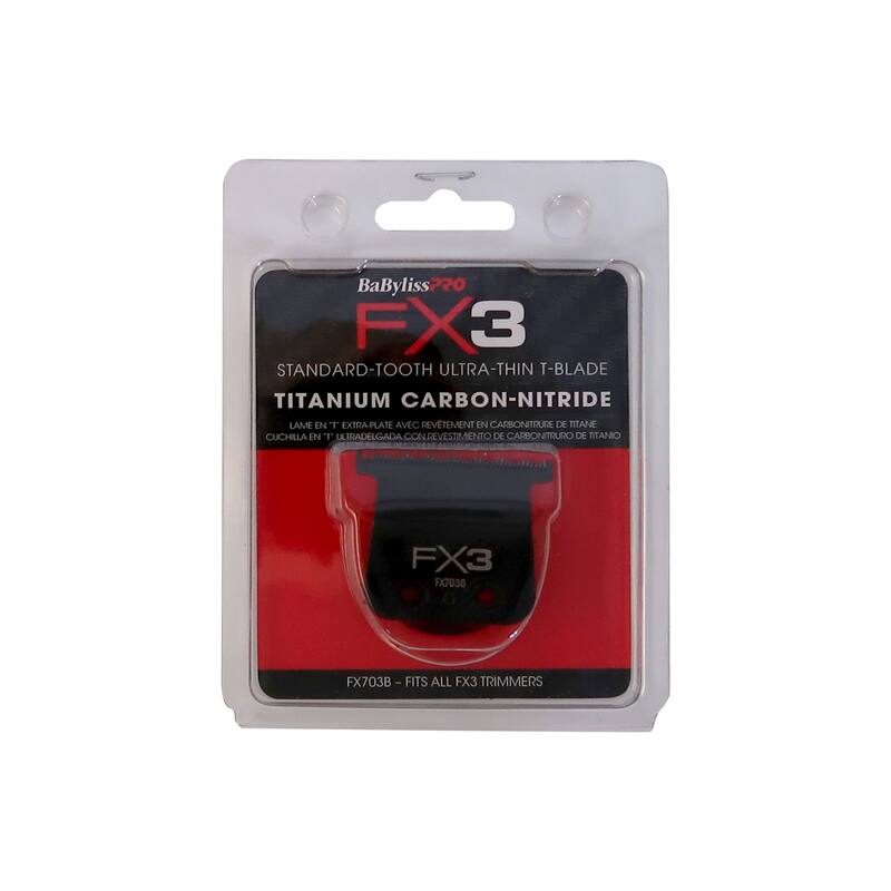 10x BaByliss Pro FX3 Titanium Carbon-Nitride Standard-Tooth Ultra-Thin Replacement T-Blade #FX703B - Black