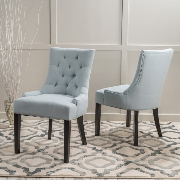 slide 2 of 16, Cheney Contemporary Tufted Dining Chairs (Set of 2) by Christopher Knight Home - 21.50" L x 25.00" W x 36.00" H Light Sky