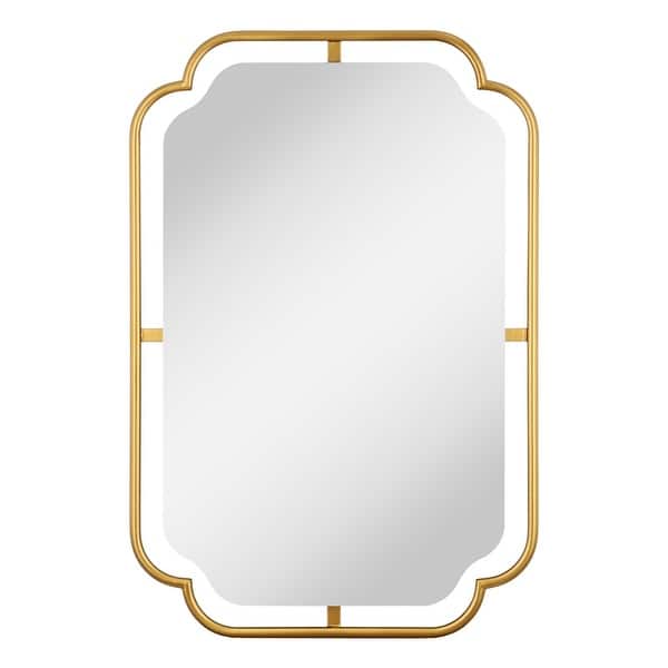 Modern Satin Gold Metal Frame Wall Mounted Bathroom Vanity Mirror - 24 ...