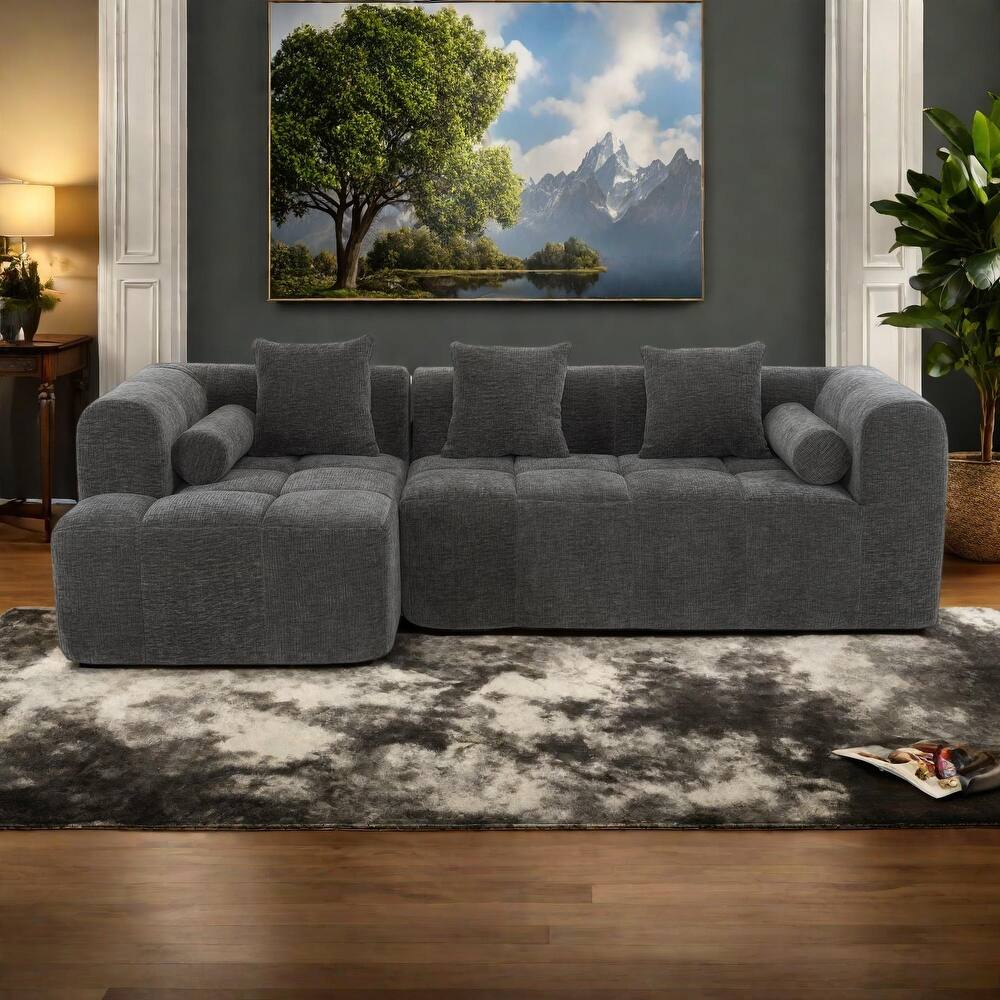 101.2" Chenille Modular Sectional Sofa with Deep Seating, Free-Combined Design and High-Density Foam Construction