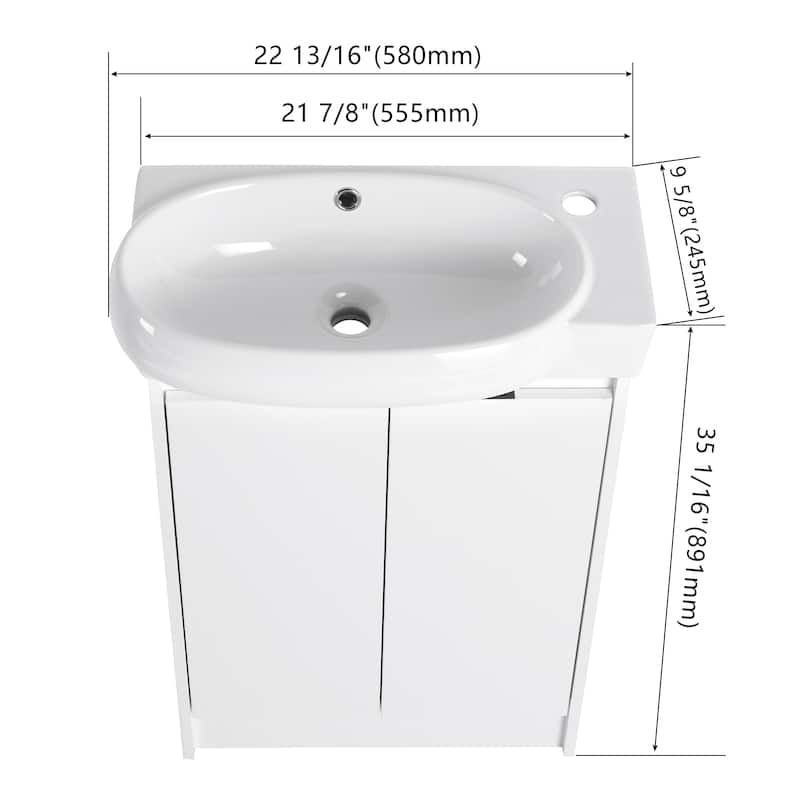 BNK 23'' Bathroom Vanity with Sink, Freestanding Bathroom Vanity with Soft Close Doors & Shelf ﻿
