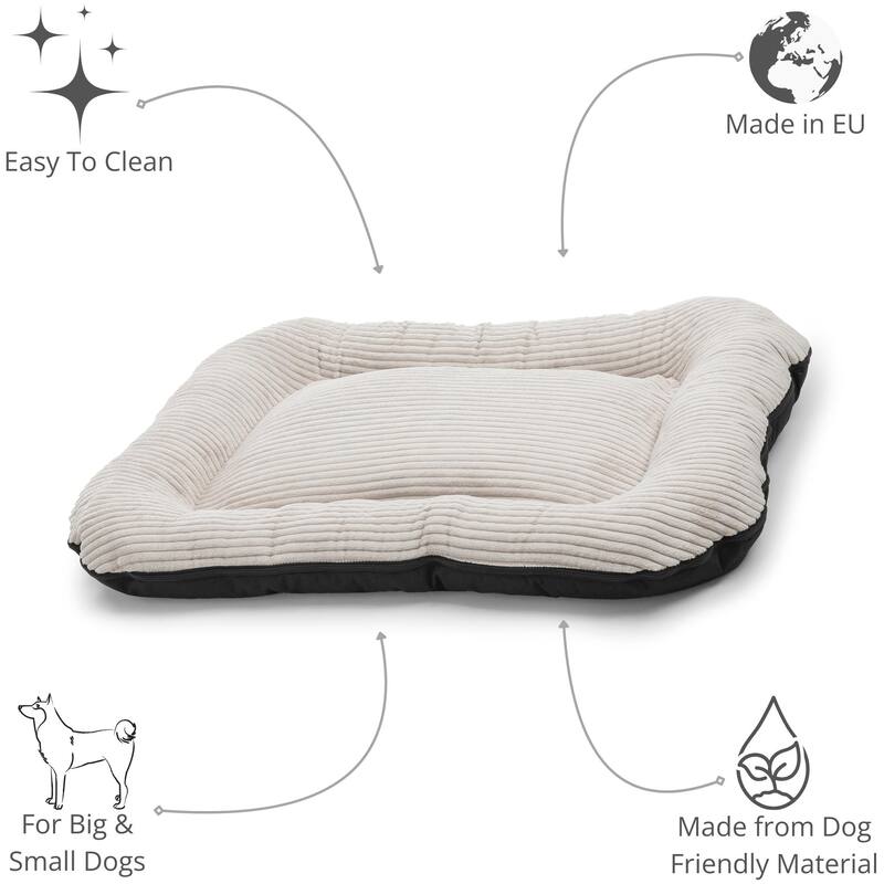 Orthopedic Dog Bed "Bella" - M, Beige Striped Removable Cover