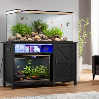 Moasis Aquarium Stand for 55-75 Gallon Fish Tanks with RGB Light Strip