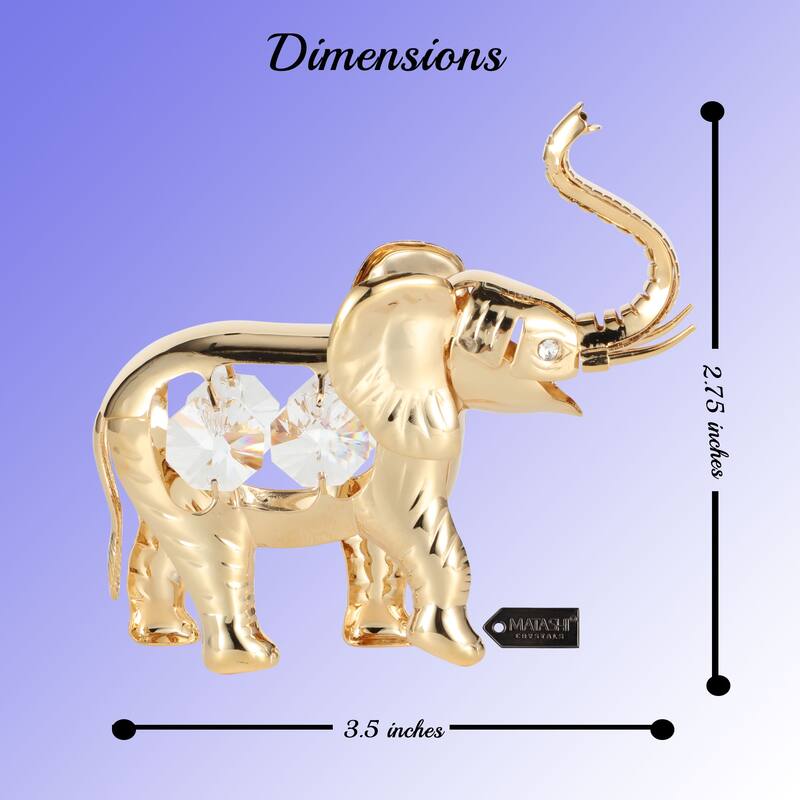Matashi 24K Gold Plated Crystal Studded Elephant Ornament Tabletop Home Decor Showpiece Gift for Christmas Mother's Day Birthday