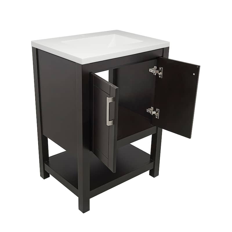 Taos 25 in. W x 19 in. D x 36 in. H Bath Vanity in with White Cultured Marble Top Single Hole