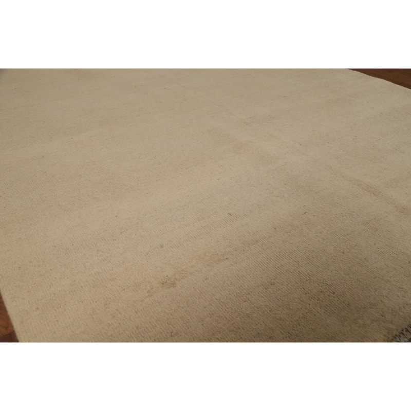 Gabbeh Modern Area Rug Handmade Beige Tribal Wool Carpet - 5'7"x 7'9"