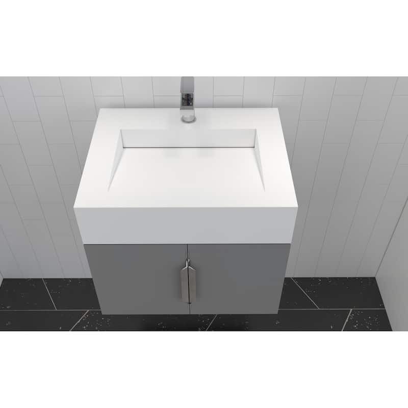 Nile 24-Inch Wall Mounted Bathroom Vanity Set w/ White Top