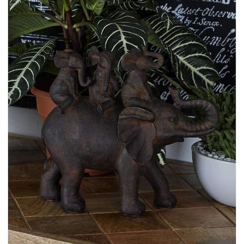 Brown Polyresin Elephant Decorative Sculpture