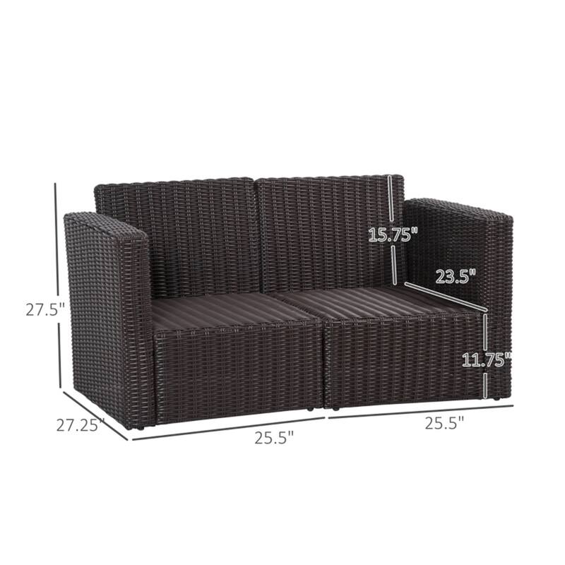 Outdoor Patio Corner Sofa Set with Padded Seats and Cushions - 51" W x 27.25" D x 27.5" H