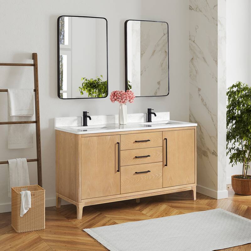 Gara Double Bath Vanity with Composite Stone Top without Mirror