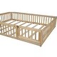 preview thumbnail 6 of 22, Wood Full Size House Platform Kids Bed with Guardrail & Chimney Design - Sturdy Pine Frame for Safe, Fun Sleep Space, Natural