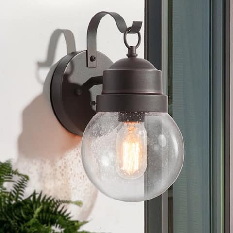 Outdoor Wall Sconce Globular Exterior Wall Mount Light with Bubble Glass