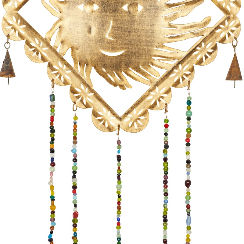 Gold Iron Eclectic Windchime 30 x 14 x 1 - 14 x 1 x 30