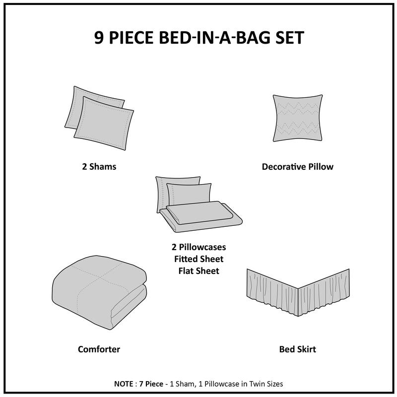 Madison Park Essentials Barret Comforter Set with Cotton Bed Sheets