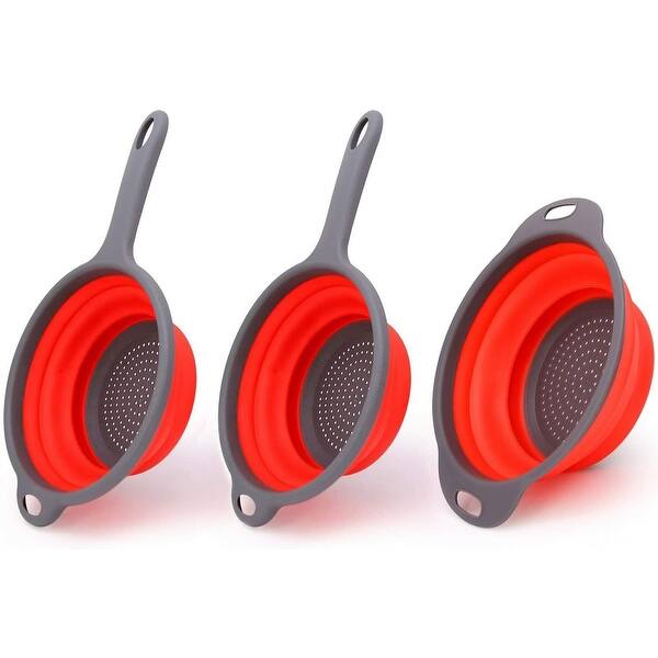 3Piece HeatResistant Collapsible Colander Strainer Set Bed Bath