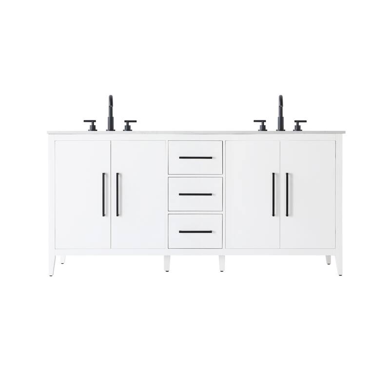 Elegant Lighting VF29372D Millie 72" Free Standing Double Basin Vanity - White