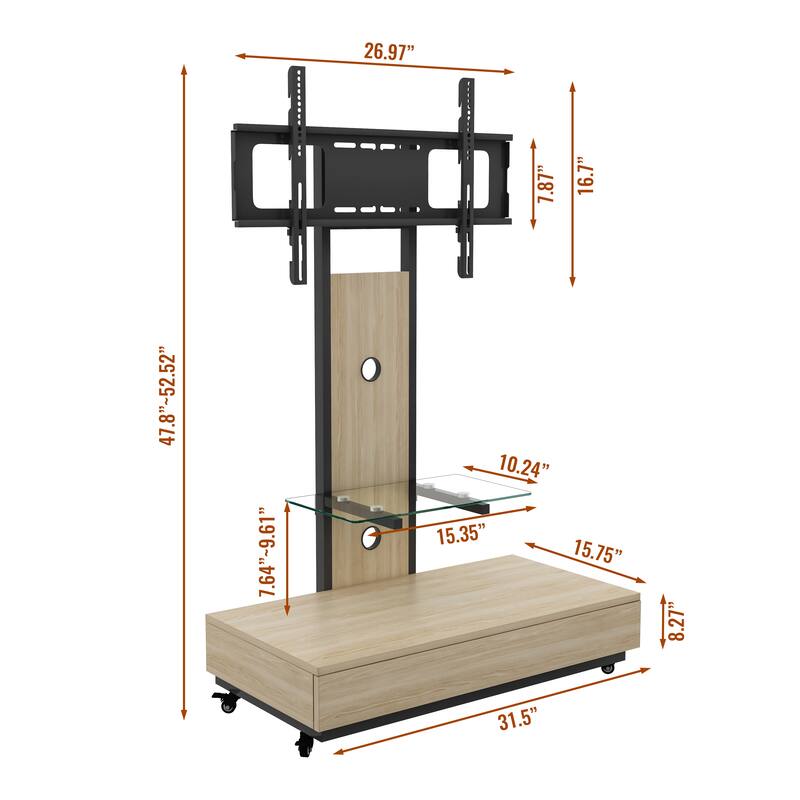Mobile TV Cart for 32-75 inches,Floor Stand with Mount on Lockable Wheels