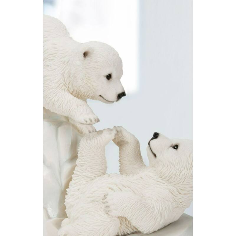 11.75" Playing Polar Bear Cubs Outdoor Garden Statue