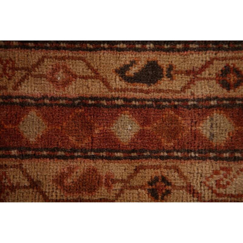 Geometric Meshkin Persian Vintage Area Rug Hand-Knotted Wool Carpet - 4'7" x 9'3"