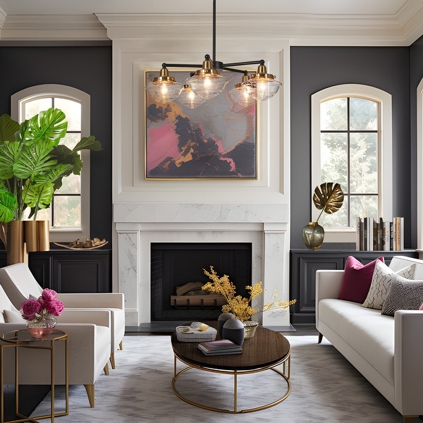 Mid Century Modern 3 5 Light Black Gold Wheel Chandelier Seeded Glass Pendant Light for Dining Room Bed Bath Beyond 36098038
