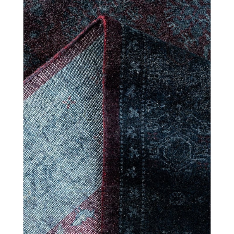 Overton Hand Knotted Wool Vintage Inspired Modern Contemporary Overdyed Black Area Rug - 8' 1" x 10' 3"