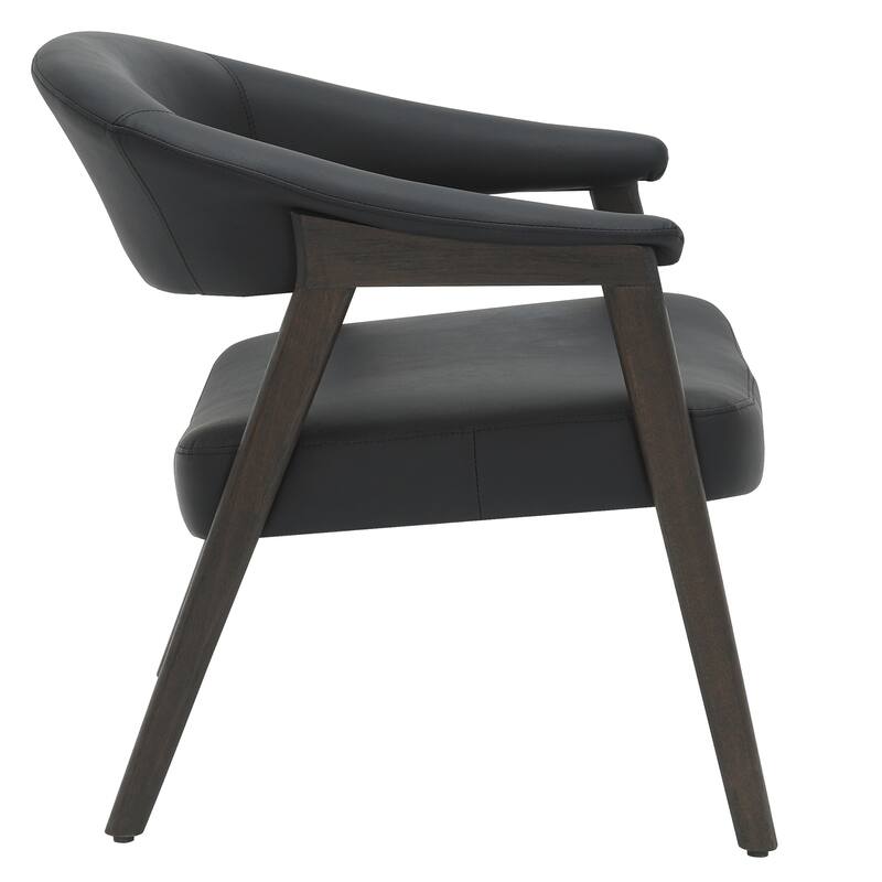 Modern Faux Leather and Solid Wood Accent Chair