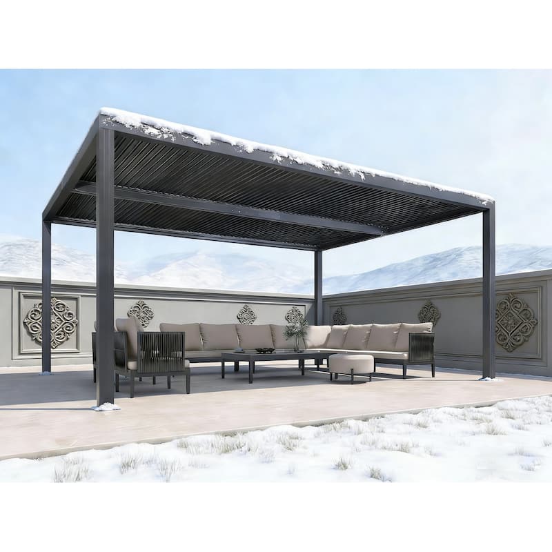 PURPLE LEAF Louvered Pergola Outdoor Aluminum Pergola with Adjustable Roof for Patio Hardtop Gazebo