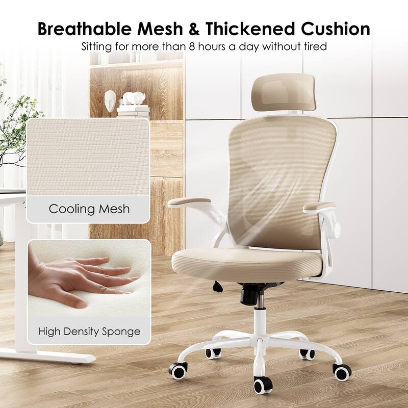 High Back Computer Chair with Armrests and Adjustable Lumbar Support