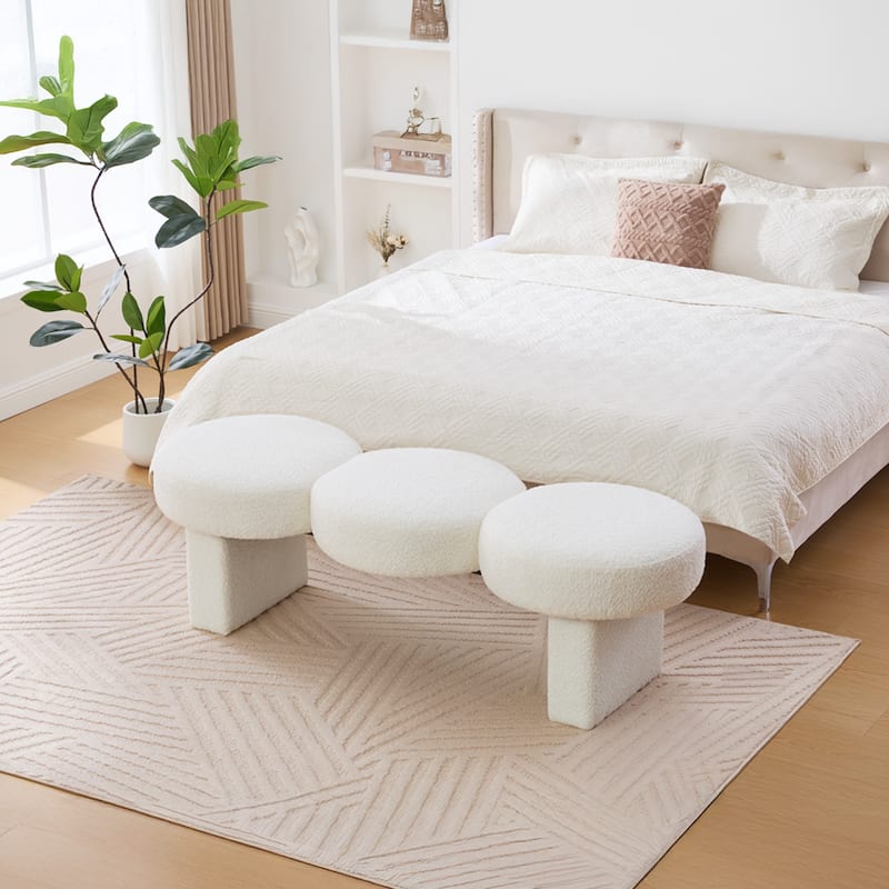 56.3"W Boucle Upholstered Bedroom Bench for Entryway End of Bed - 56.3"W x 19.7"D x 17.7"H