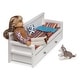 preview thumbnail 7 of 8, Badger Basket Sofa/Daybed with Trundle for 18 inch Dolls - White/Multi - 22" x 10" x 10.5"