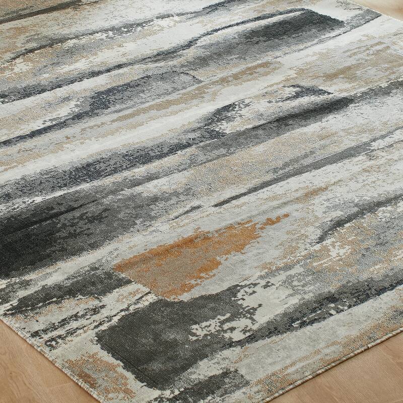 Midnight Charcoal Abstract Area Rug