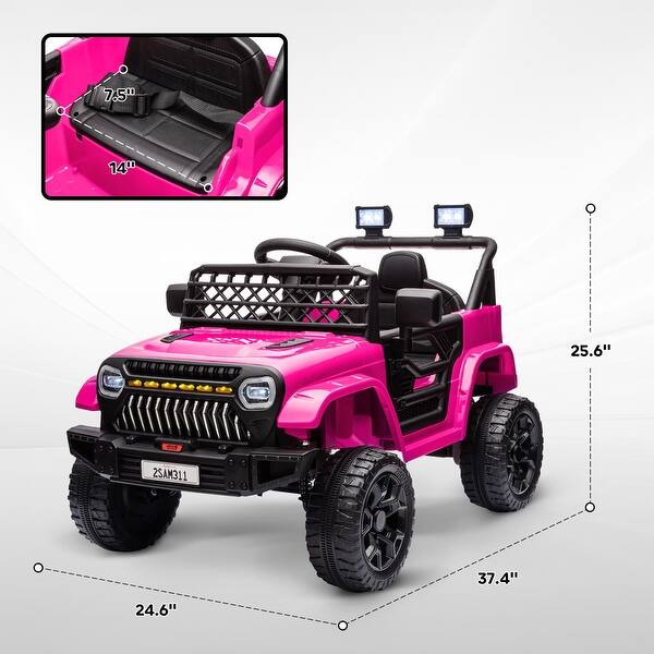 dimension image slide 0 of 4, Battery-Powered 12V Kids Electric Ride On Car with Dual Motors, 3 Speeds, Parental Remote Control, and Interactive Features